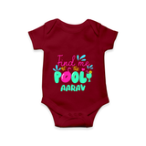 "Sizzle in style with our "Find me at the Pool" Customized Kids Romper" - MAROON - 0 - 3 Months Old (Chest 16")