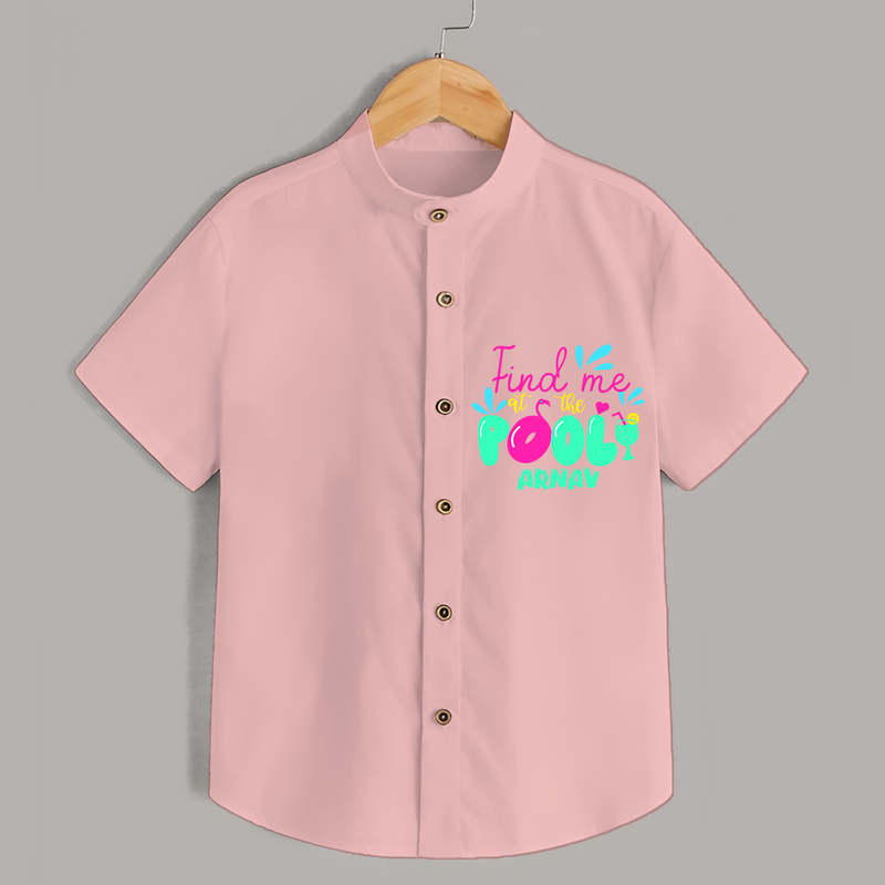 Sizzle in style with our "Find me at the Pool" Customized Kids Shirts - PEACH - 0 - 6 Months Old (Chest 21")