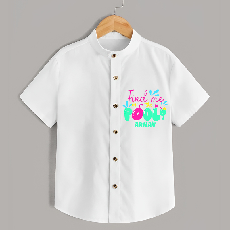 Sizzle in style with our "Find me at the Pool" Customized Kids Shirts - WHITE - 0 - 6 Months Old (Chest 21")