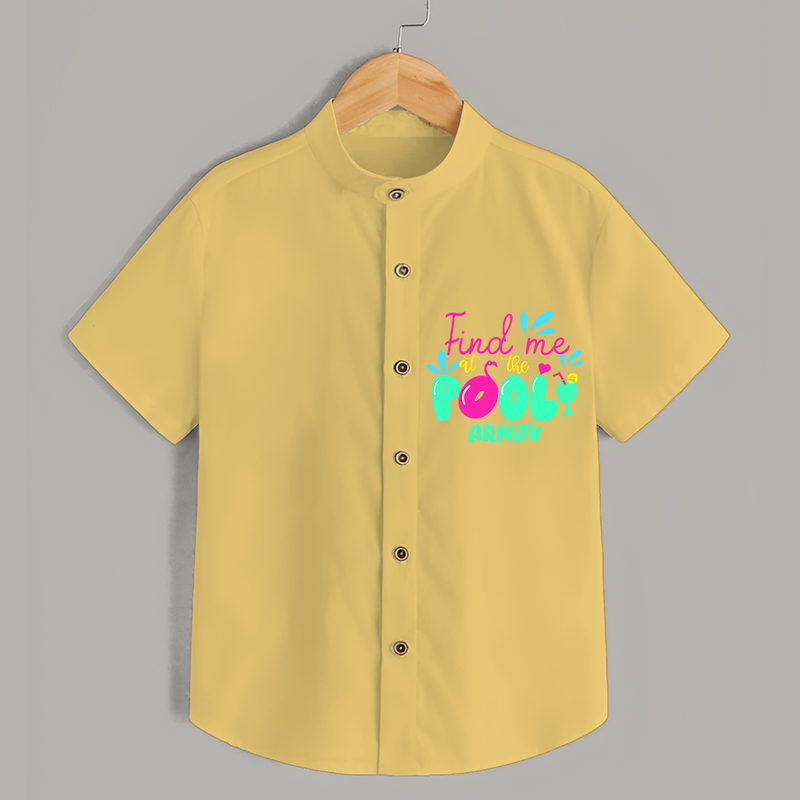 Sizzle in style with our "Find me at the Pool" Customized Kids Shirts - YELLOW - 0 - 6 Months Old (Chest 21")
