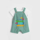 Beat the heat with our "So Long Shool Hello Pool" Customized Kids Dungaree set - LIGHT GREEN - 0 - 3 Months Old (Chest 17")