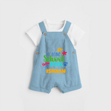 Beat the heat with our "So Long Shool Hello Pool" Customized Kids Dungaree set - SKY BLUE - 0 - 3 Months Old (Chest 17")