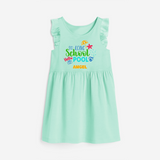 Beat the heat with our "So Long Shool Hello Pool" Customized Frock - TEAL GREEN - 0 - 6 Months Old (Chest 18")
