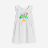 Beat the heat with our "So Long Shool Hello Pool" Customized Frock - WHITE - 0 - 6 Months Old (Chest 18")