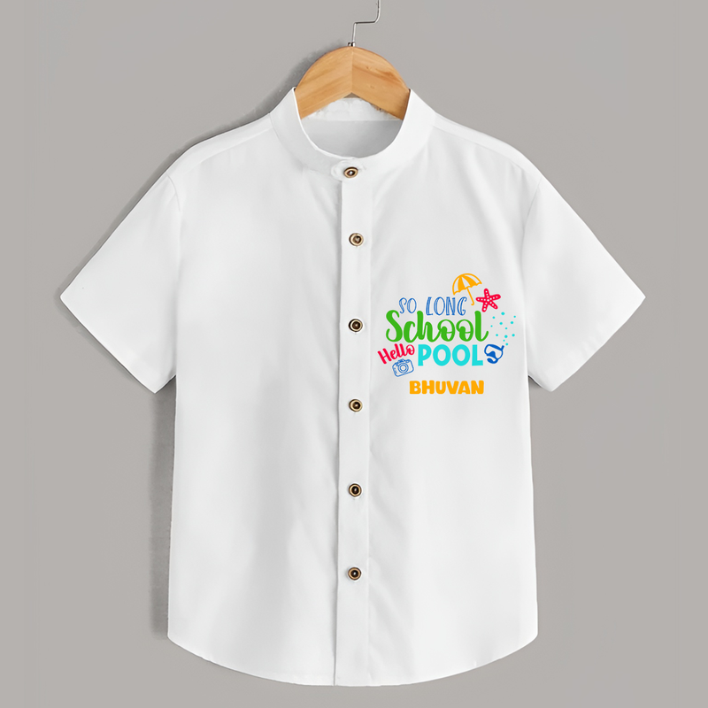 Beat the heat with our "So Long Shool Hello Pool" Customized Kids Shirts - WHITE - 0 - 6 Months Old (Chest 21")