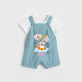 Feel the warmth of summer in our "Summer Time" Customized Kids Dungaree set - ARCTIC BLUE - 0 - 3 Months Old (Chest 17")