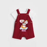 Feel the warmth of summer in our "Summer Time" Customized Kids Dungaree set - RED - 0 - 3 Months Old (Chest 17")