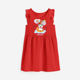 Feel the warmth of summer in our "Summer Time" Customized Frock - RED - 0 - 6 Months Old (Chest 18")