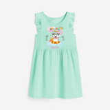 Feel the warmth of summer in our "Summer Time" Customized Frock - TEAL GREEN - 0 - 6 Months Old (Chest 18")