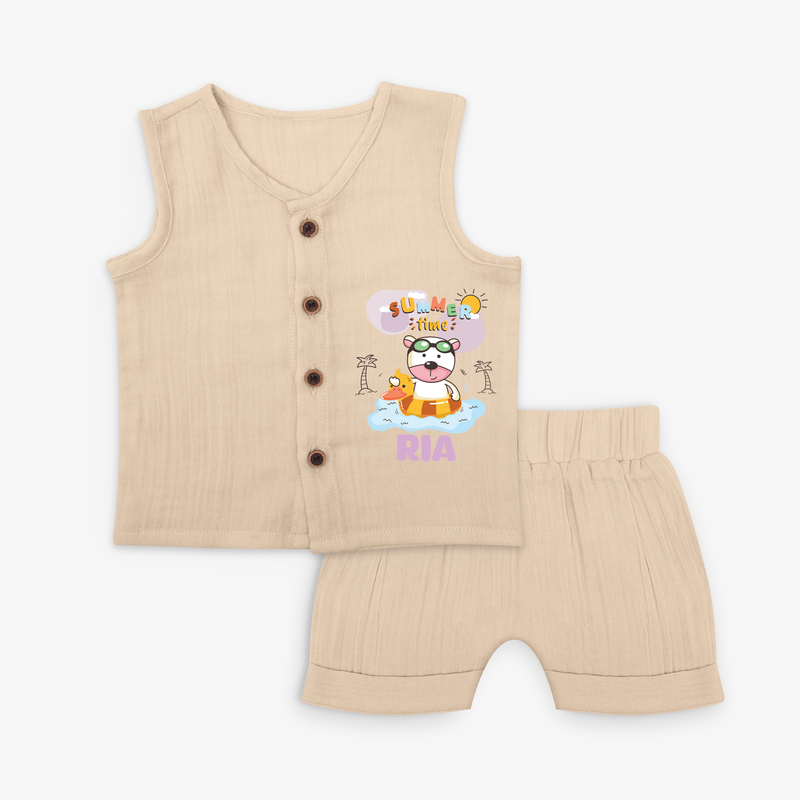 Feel the warmth of summer in our "Summer Time" Customized Kids Jabla set - CREAM - 0 - 3 Months Old (Chest 9.8")