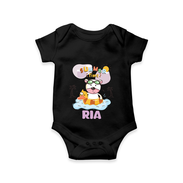 "Feel the warmth of summer in our "Summer Time" Customized Kids Romper" - BLACK - 0 - 3 Months Old (Chest 16")