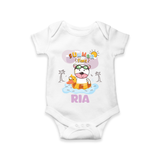 "Feel the warmth of summer in our "Summer Time" Customized Kids Romper" - WHITE - 0 - 3 Months Old (Chest 16")