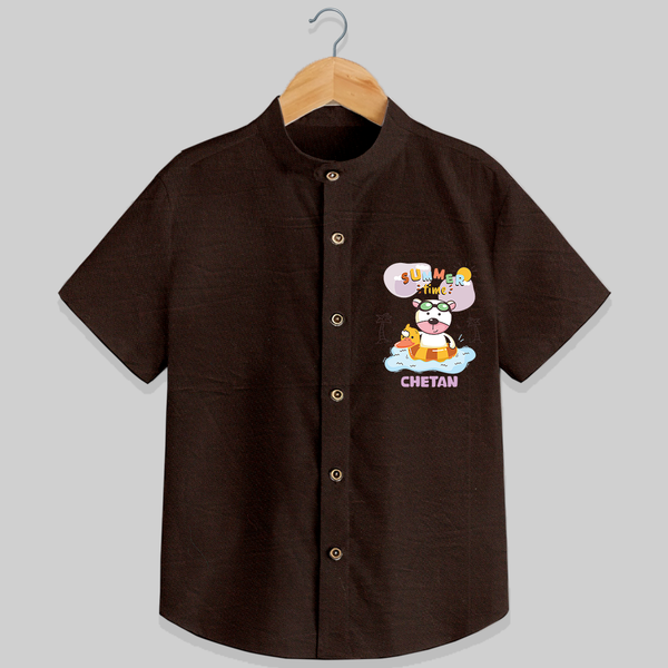 Feel the warmth of summer in our "Summer Time" Customized Kids Shirts - CHOCOLATE BROWN - 0 - 6 Months Old (Chest 21")