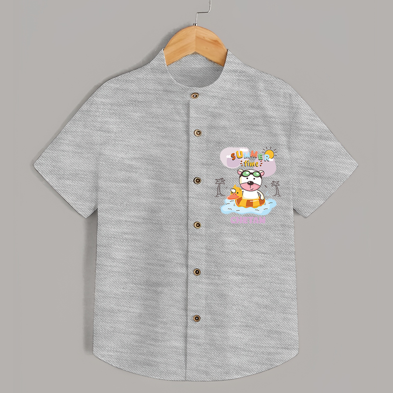 Feel the warmth of summer in our "Summer Time" Customized Kids Shirts - GREY SLUB - 0 - 6 Months Old (Chest 21")