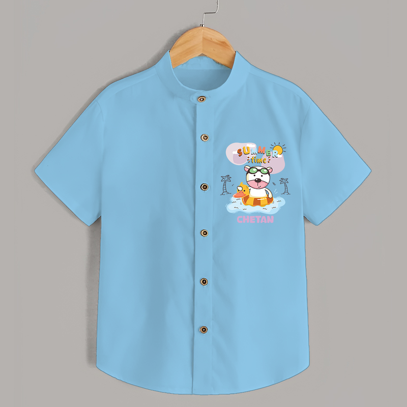 Feel the warmth of summer in our "Summer Time" Customized Kids Shirts - SKY BLUE - 0 - 6 Months Old (Chest 21")