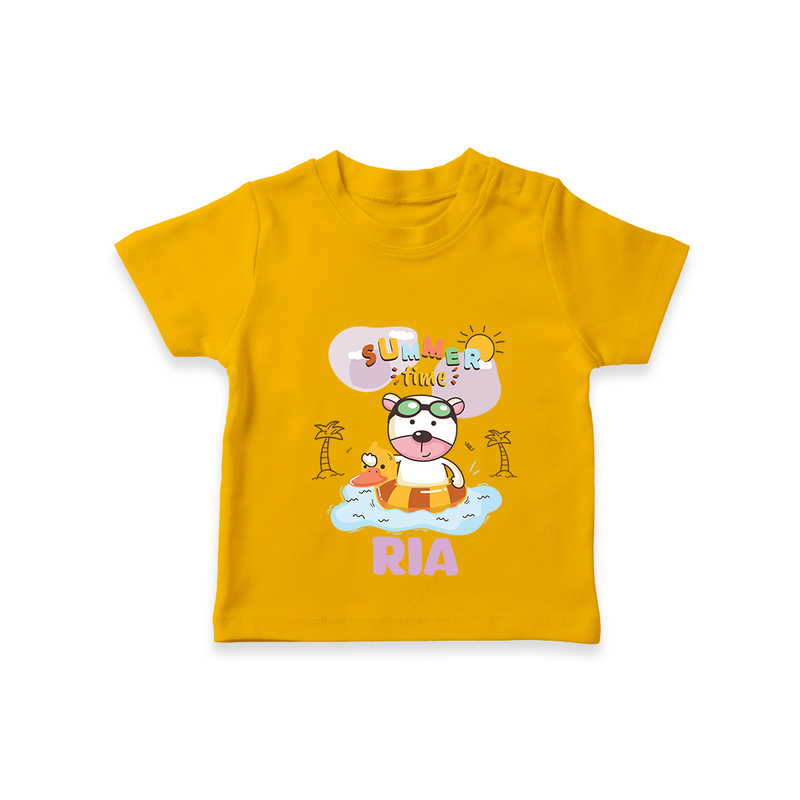 "Feel the warmth of summer in our "Summer Time" Customized Kids T-Shirt" - CHROME YELLOW - 0 - 5 Months Old (Chest 17")