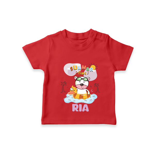 "Feel the warmth of summer in our "Summer Time" Customized Kids T-Shirt" - RED - 0 - 5 Months Old (Chest 17")