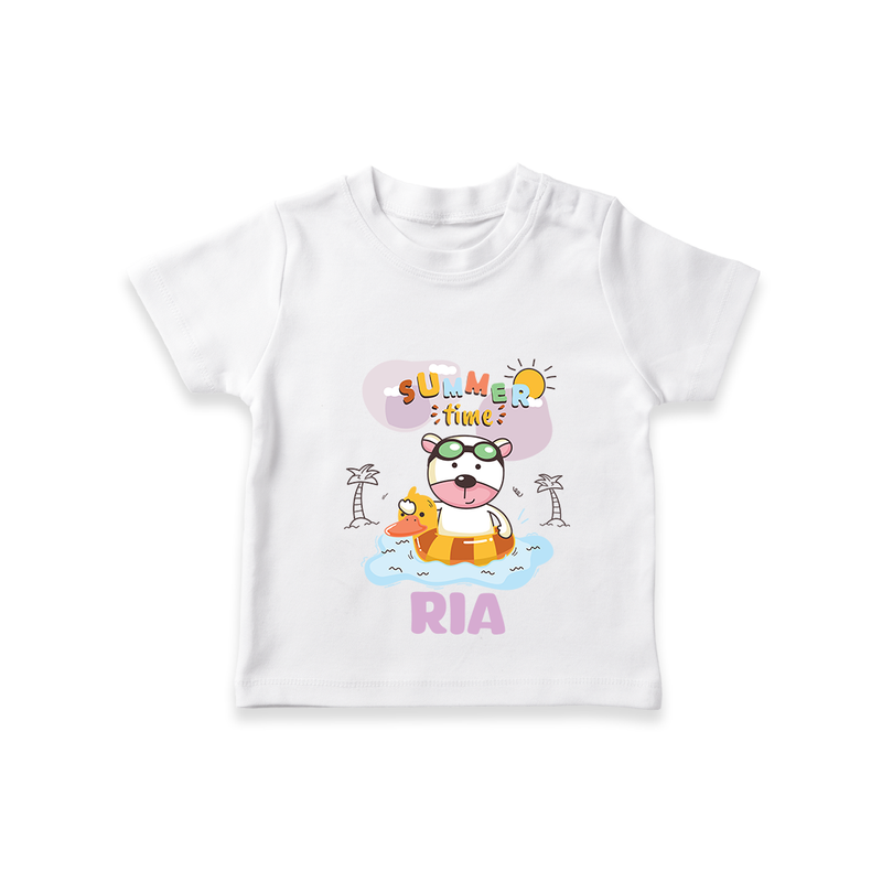 "Feel the warmth of summer in our "Summer Time" Customized Kids T-Shirt" - WHITE - 0 - 5 Months Old (Chest 17")