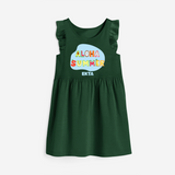 Delight in summer blooms with our "Aloha Summer" Customized Frock - BOTTLE GREEN - 0 - 6 Months Old (Chest 18")