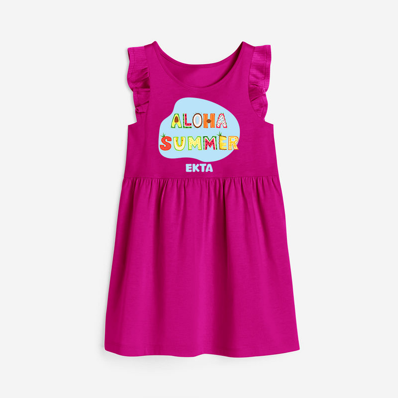 Delight in summer blooms with our "Aloha Summer" Customized Frock - HOT PINK - 0 - 6 Months Old (Chest 18")