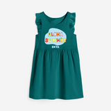 Delight in summer blooms with our "Aloha Summer" Customized Frock - MYRTLE GREEN - 0 - 6 Months Old (Chest 18")