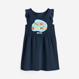 Delight in summer blooms with our "Aloha Summer" Customized Frock - NAVY BLUE - 0 - 6 Months Old (Chest 18")