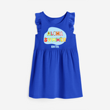 Delight in summer blooms with our "Aloha Summer" Customized Frock - ROYAL BLUE - 0 - 6 Months Old (Chest 18")