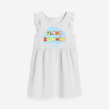 Delight in summer blooms with our "Aloha Summer" Customized Frock - WHITE - 0 - 6 Months Old (Chest 18")