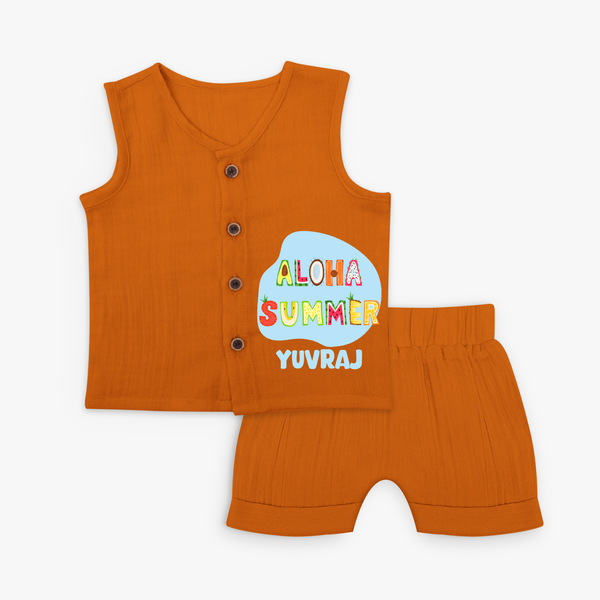 Delight in summer blooms with our "Aloha Summer" Customized Kids Jabla set - COPPER - 0 - 3 Months Old (Chest 9.8")