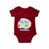 "Delight in summer blooms with our "Aloha Summer" Customized Kids Romper" - MAROON - 0 - 3 Months Old (Chest 16")