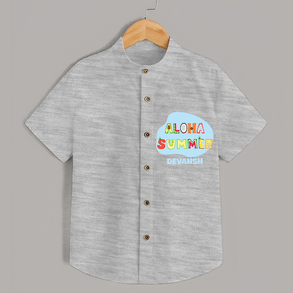 Delight in summer blooms with our "Aloha Summer" Customized Kids Shirts - GREY SLUB - 0 - 6 Months Old (Chest 21")