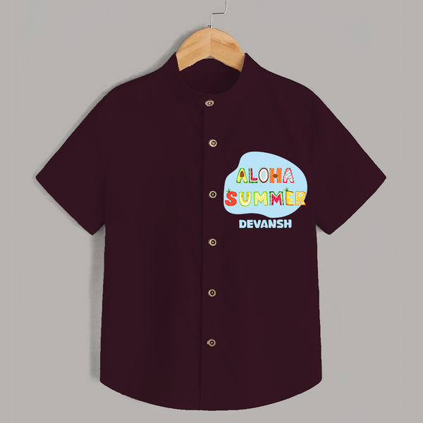 Delight in summer blooms with our "Aloha Summer" Customized Kids Shirts - MAROON - 0 - 6 Months Old (Chest 21")