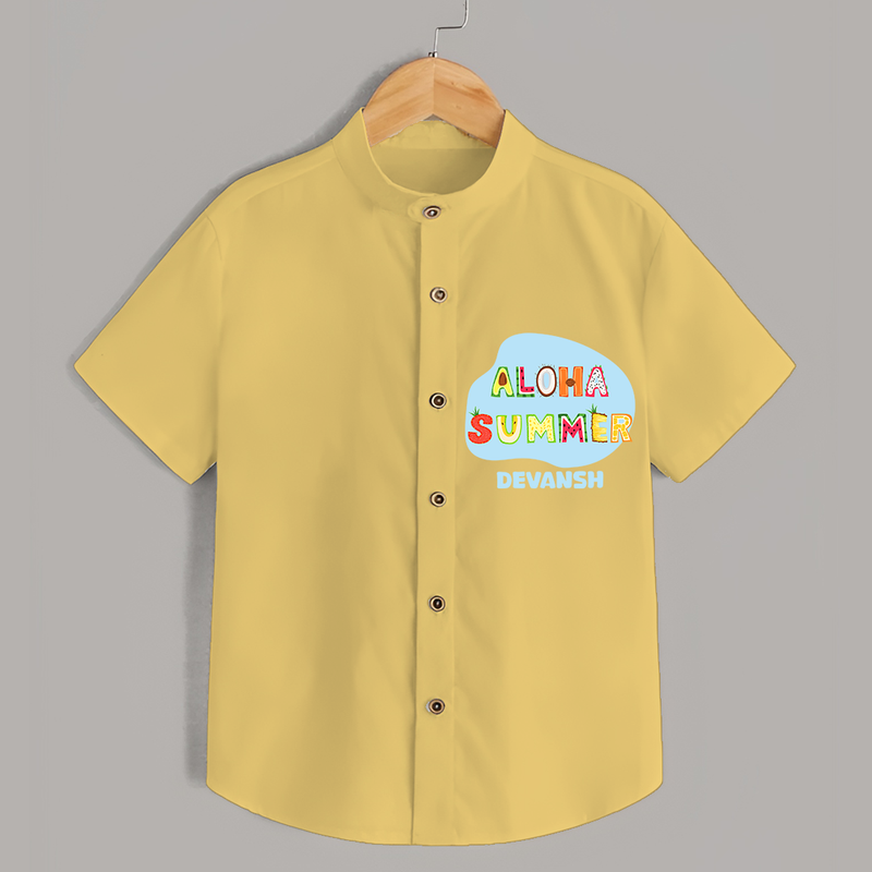 Delight in summer blooms with our "Aloha Summer" Customized Kids Shirts - YELLOW - 0 - 6 Months Old (Chest 21")