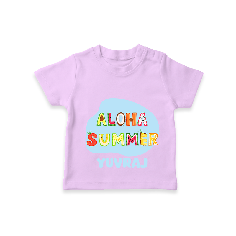 "Delight in summer blooms with our "Aloha Summer" Customized Kids T-Shirt" - LILAC - 0 - 5 Months Old (Chest 17")