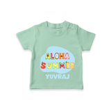 "Delight in summer blooms with our "Aloha Summer" Customized Kids T-Shirt" - MINT GREEN - 0 - 5 Months Old (Chest 17")