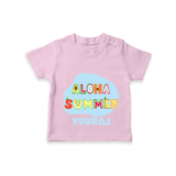 "Delight in summer blooms with our "Aloha Summer" Customized Kids T-Shirt" - PINK - 0 - 5 Months Old (Chest 17")