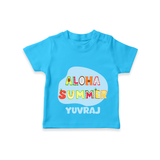"Delight in summer blooms with our "Aloha Summer" Customized Kids T-Shirt" - SKY BLUE - 0 - 5 Months Old (Chest 17")