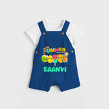 Celebrate the spirit of summer with our "My Summer Besties" Customized Kids Dungaree set - COBALT BLUE - 0 - 3 Months Old (Chest 17")