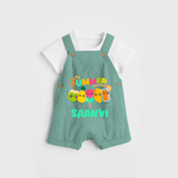 Celebrate the spirit of summer with our "My Summer Besties" Customized Kids Dungaree set - LIGHT GREEN - 0 - 3 Months Old (Chest 17")