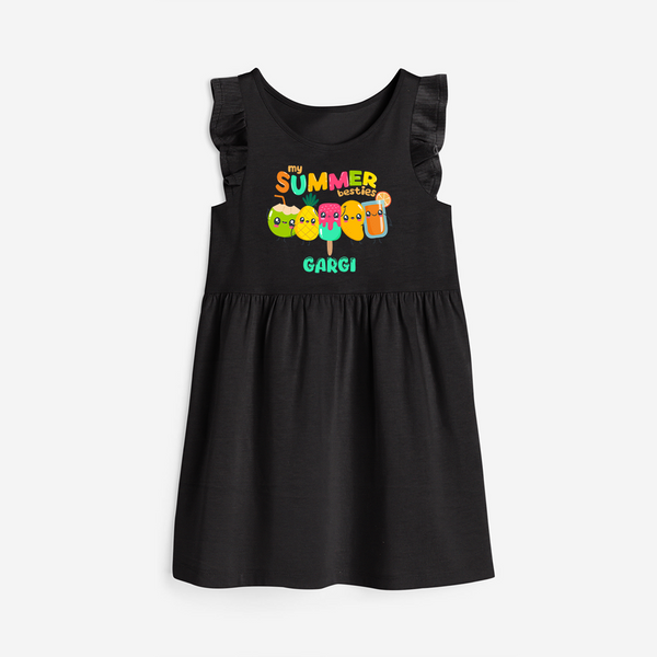 Celebrate the spirit of summer with our "My Summer Besties" Customized Frock - BLACK - 0 - 6 Months Old (Chest 18")
