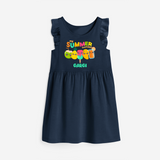 Celebrate the spirit of summer with our "My Summer Besties" Customized Frock - NAVY BLUE - 0 - 6 Months Old (Chest 18")