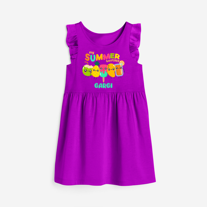 Celebrate the spirit of summer with our "My Summer Besties" Customized Frock - PURPLE - 0 - 6 Months Old (Chest 18")