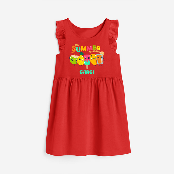 Celebrate the spirit of summer with our "My Summer Besties" Customized Frock - RED - 0 - 6 Months Old (Chest 18")