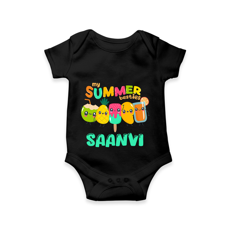 "Celebrate the spirit of summer with our "My Summer Besties" Customized Kids Romper" - BLACK - 0 - 3 Months Old (Chest 16")