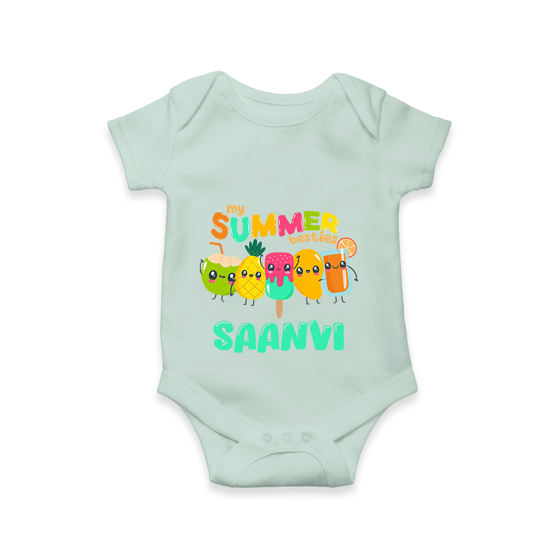 "Celebrate the spirit of summer with our "My Summer Besties" Customized Kids Romper" - MINT GREEN - 0 - 3 Months Old (Chest 16")