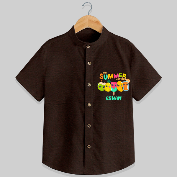 Celebrate the spirit of summer with our "My Summer Besties" Customized Kids Shirts - CHOCOLATE BROWN - 0 - 6 Months Old (Chest 21")