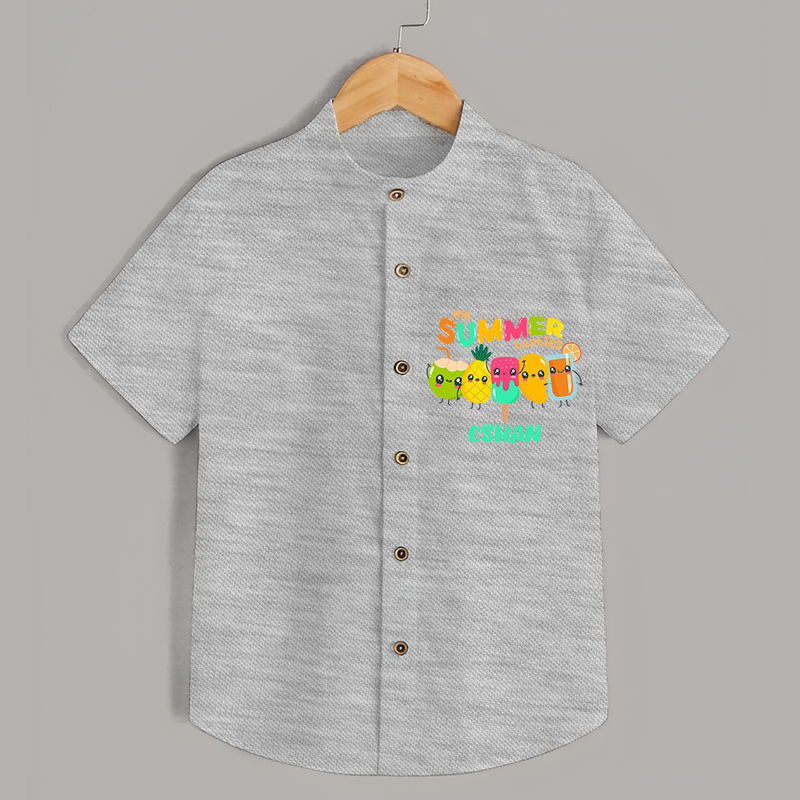 Celebrate the spirit of summer with our "My Summer Besties" Customized Kids Shirts - GREY SLUB - 0 - 6 Months Old (Chest 21")