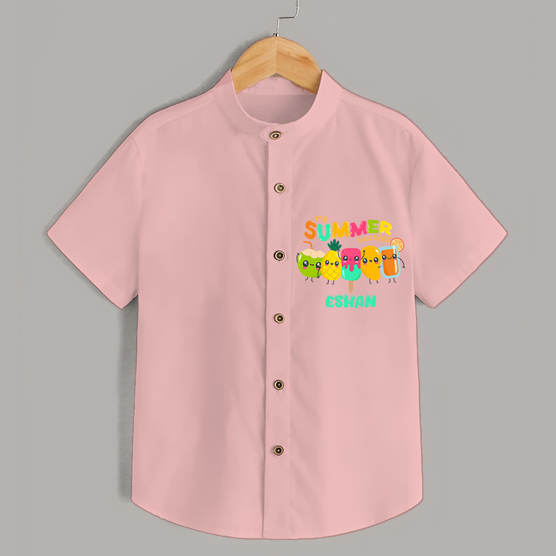 Celebrate the spirit of summer with our "My Summer Besties" Customized Kids Shirts - PEACH - 0 - 6 Months Old (Chest 21")