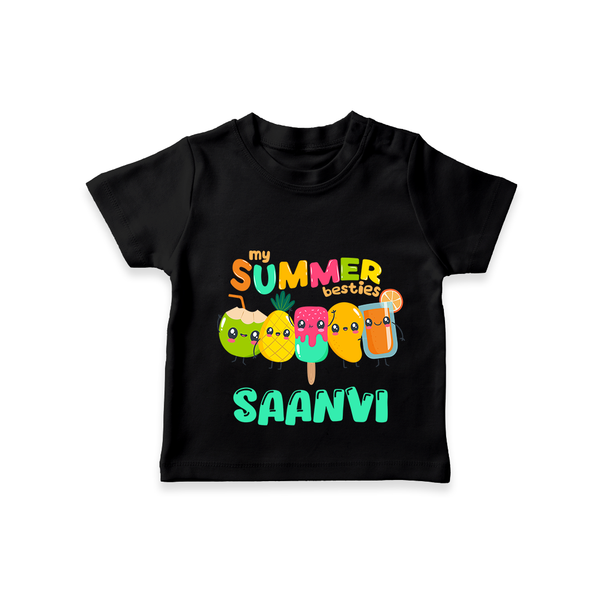 "Celebrate the spirit of summer with our "My Summer Besties" Customized Kids T-Shirt" - BLACK - 0 - 5 Months Old (Chest 17")