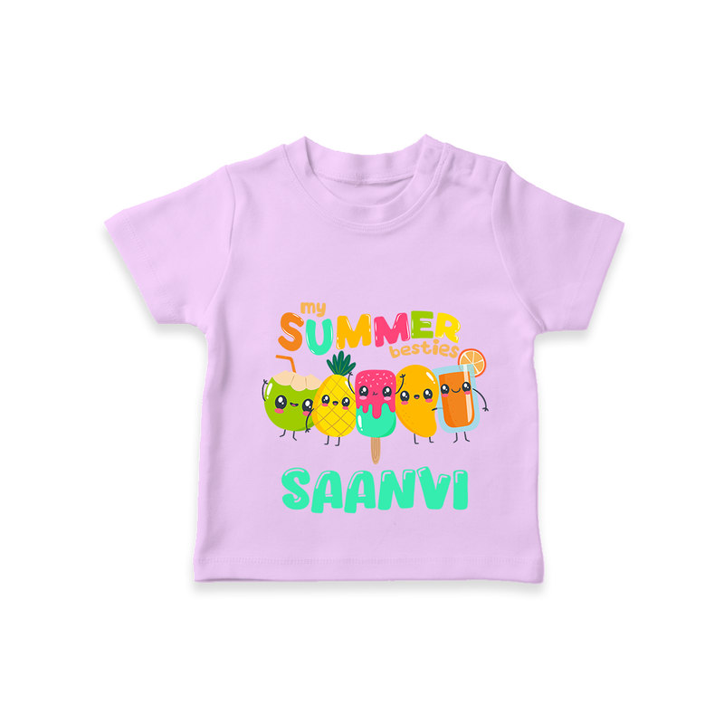 "Celebrate the spirit of summer with our "My Summer Besties" Customized Kids T-Shirt" - LILAC - 0 - 5 Months Old (Chest 17")